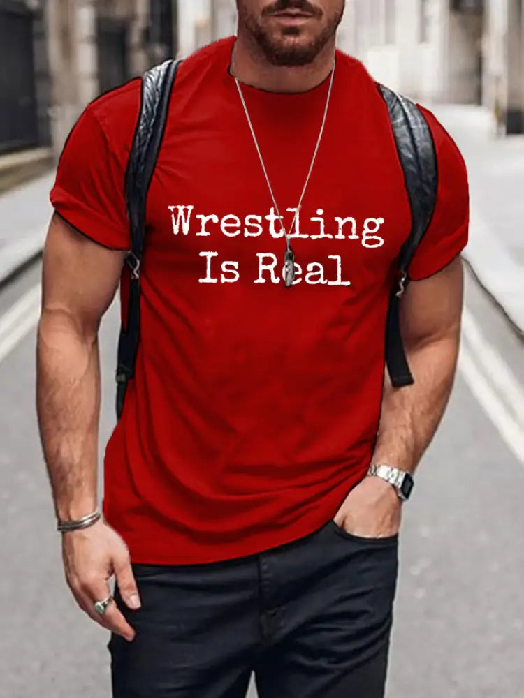 Men’s wrestling is real T-shirts Pure Red / S