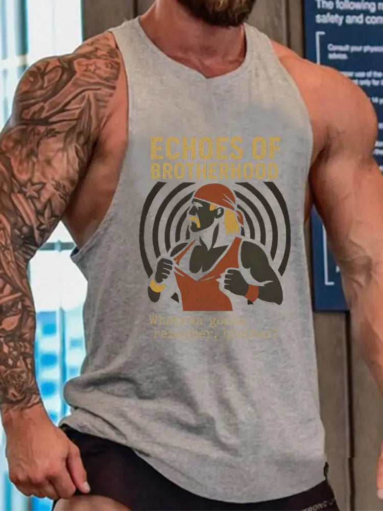 Men’s Wrestling Legend Printed Tank Top Light Gray / S