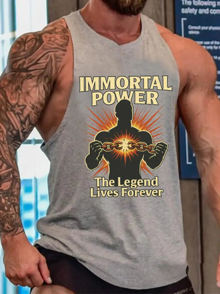 Men’s Wrestling Legend Printed Tank Top Light Gray / S