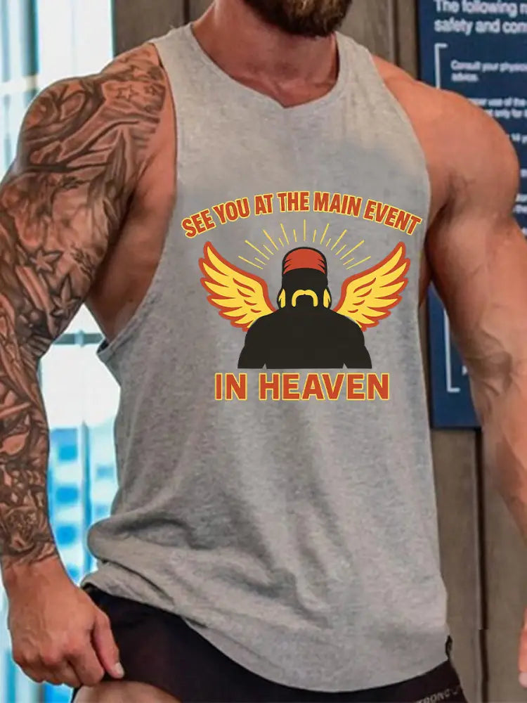 Men’s Wrestling Legend Printed Tank Top Light Gray / S