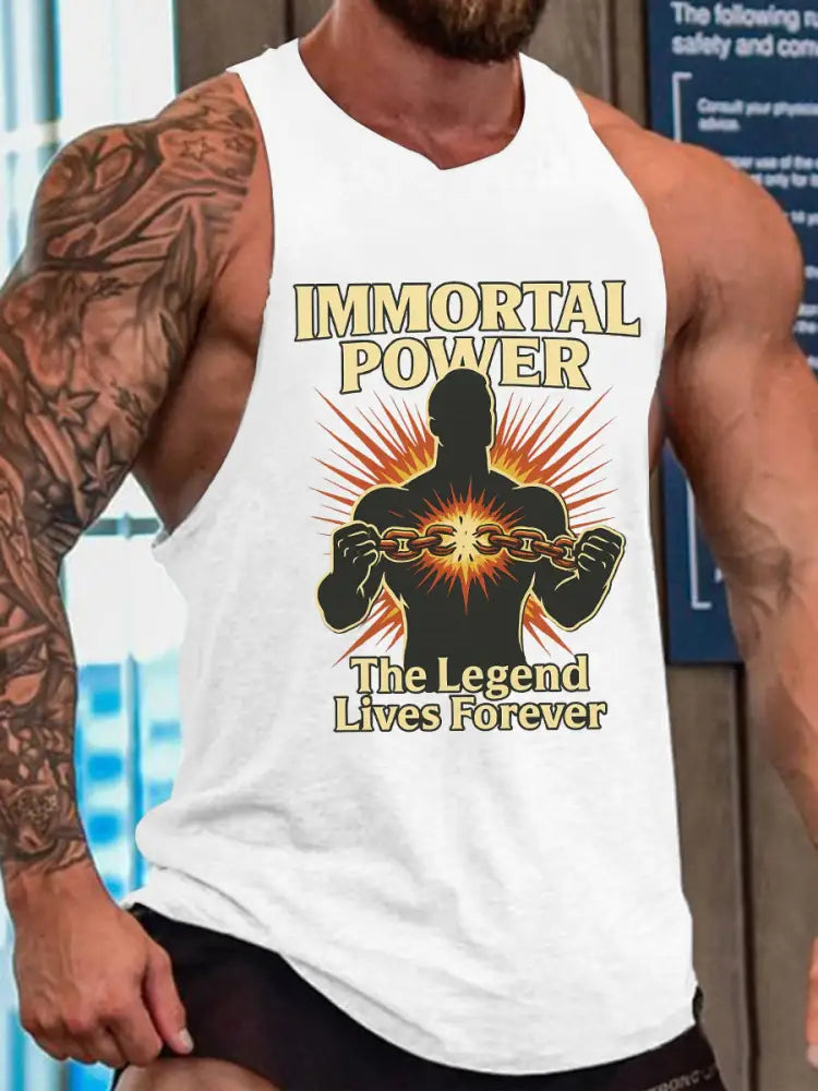 Men’s Wrestling Legend Printed Tank Top White / S
