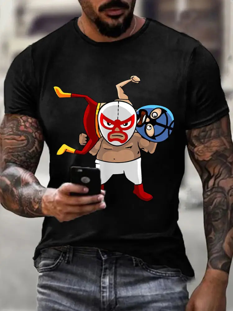 Men’s Wrestling Mask T-shirts Black / S