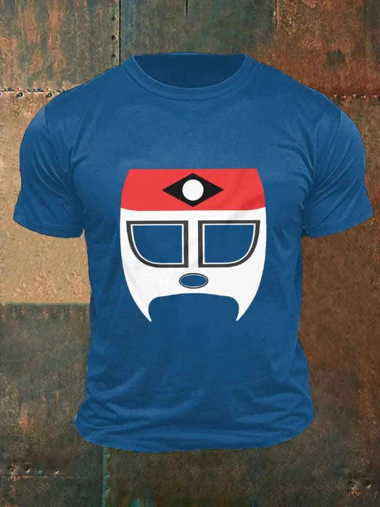 Men’s Wrestling Mask T-shirts Blue / S