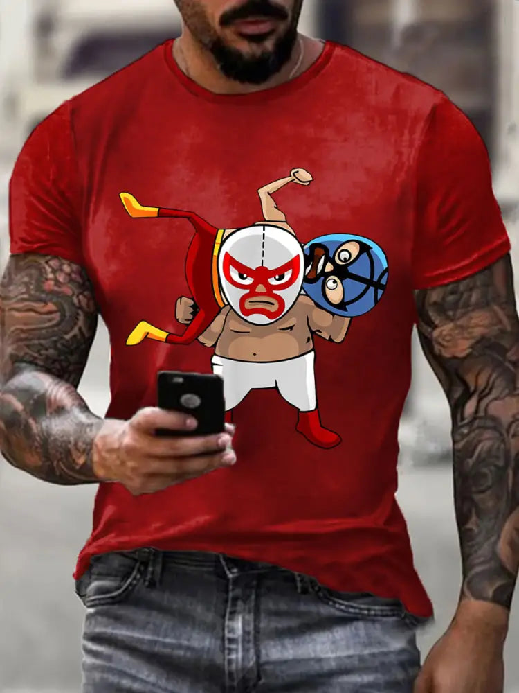Men’s Wrestling Mask T-shirts Pure Red / S