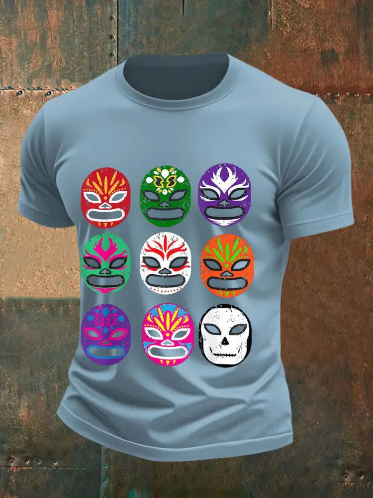 Men’s Wrestling Mask T-shirts Sky Blue / S