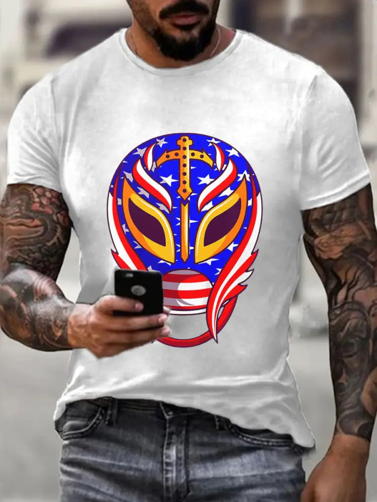 Men’s Wrestling Mask T-shirts White / S