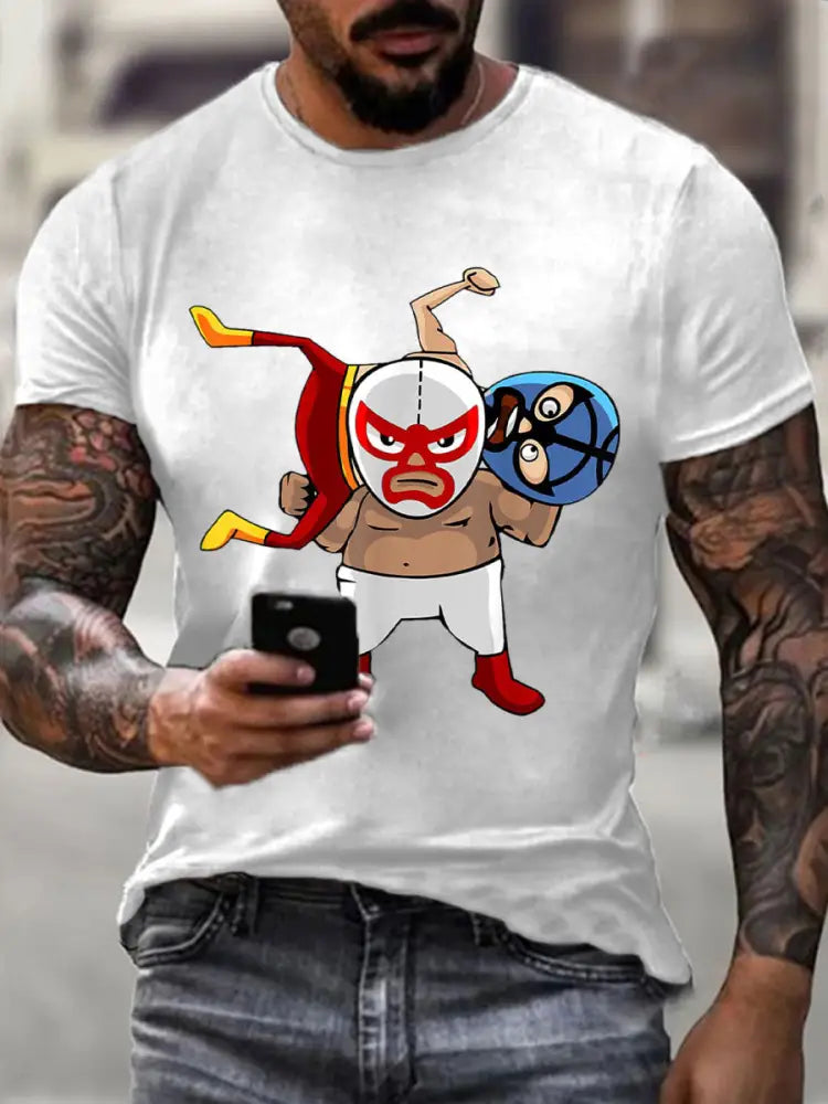 Men’s Wrestling Mask T-shirts White / S