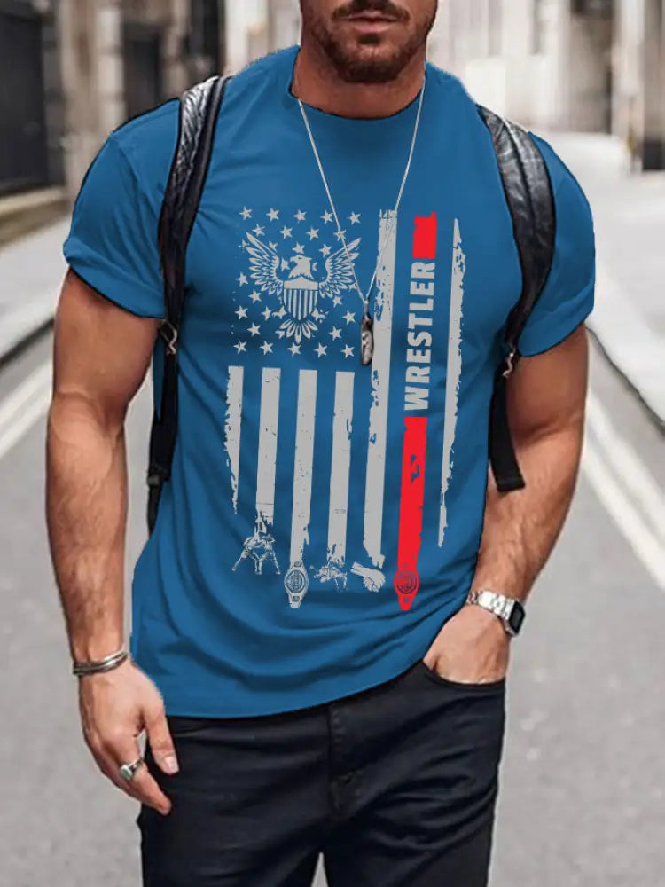 Men’s Wrestling T-shirts Blue / S