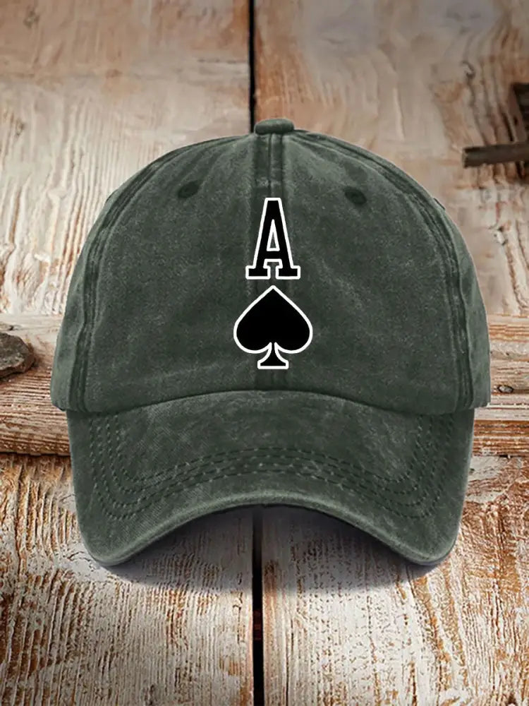 Poker Ace of Spades unisex vintage hat Army Green / JM