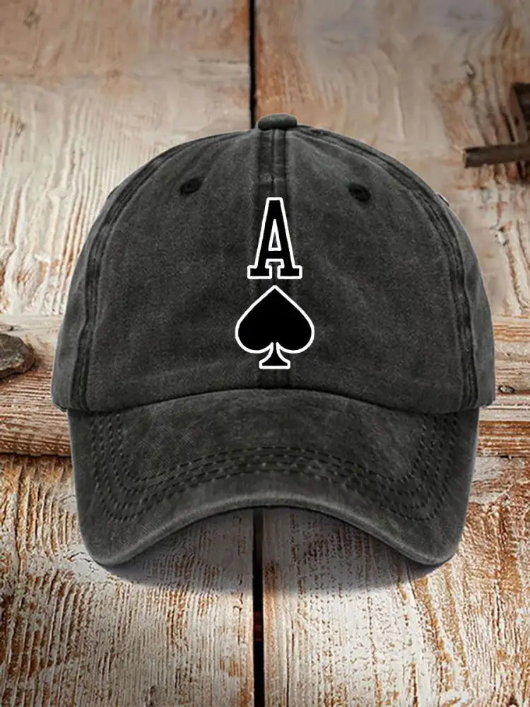 Poker Ace of Spades unisex vintage hat Black / JM