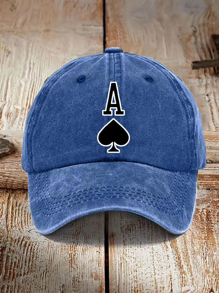 Poker Ace of Spades unisex vintage hat Blue / JM