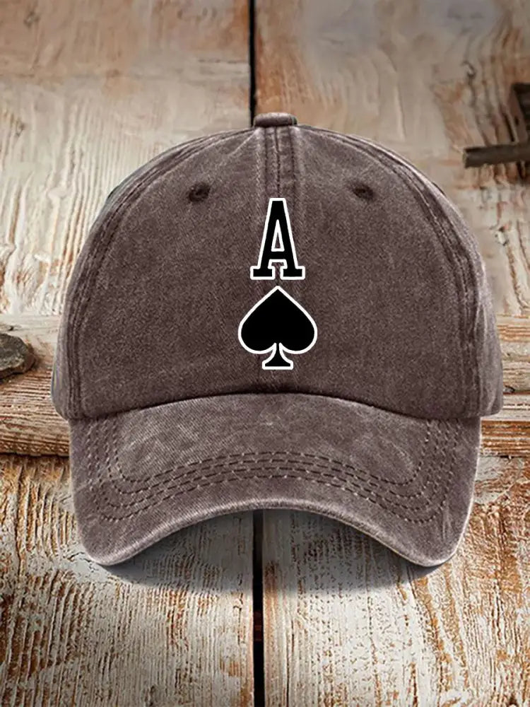 Poker Ace of Spades unisex vintage hat Coffee / JM