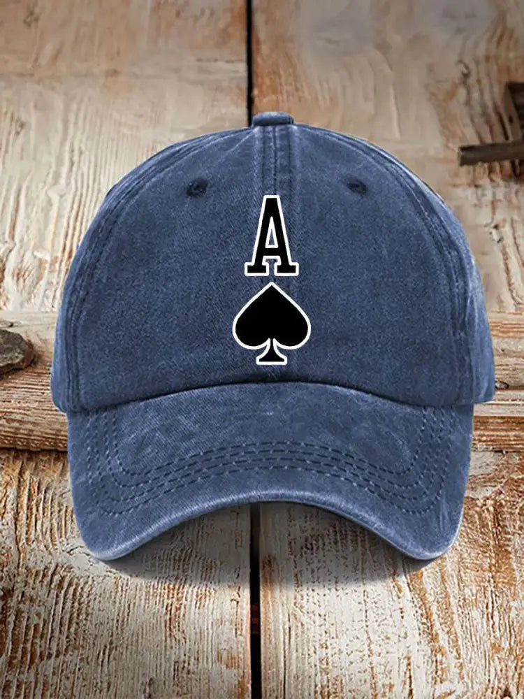 Poker Ace of Spades unisex vintage hat Navy Blue / JM