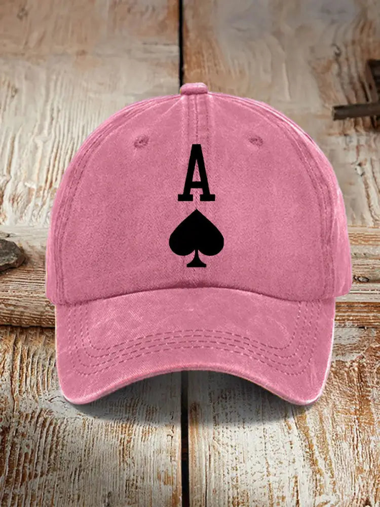 Poker Ace of Spades unisex vintage hat Pink / JM