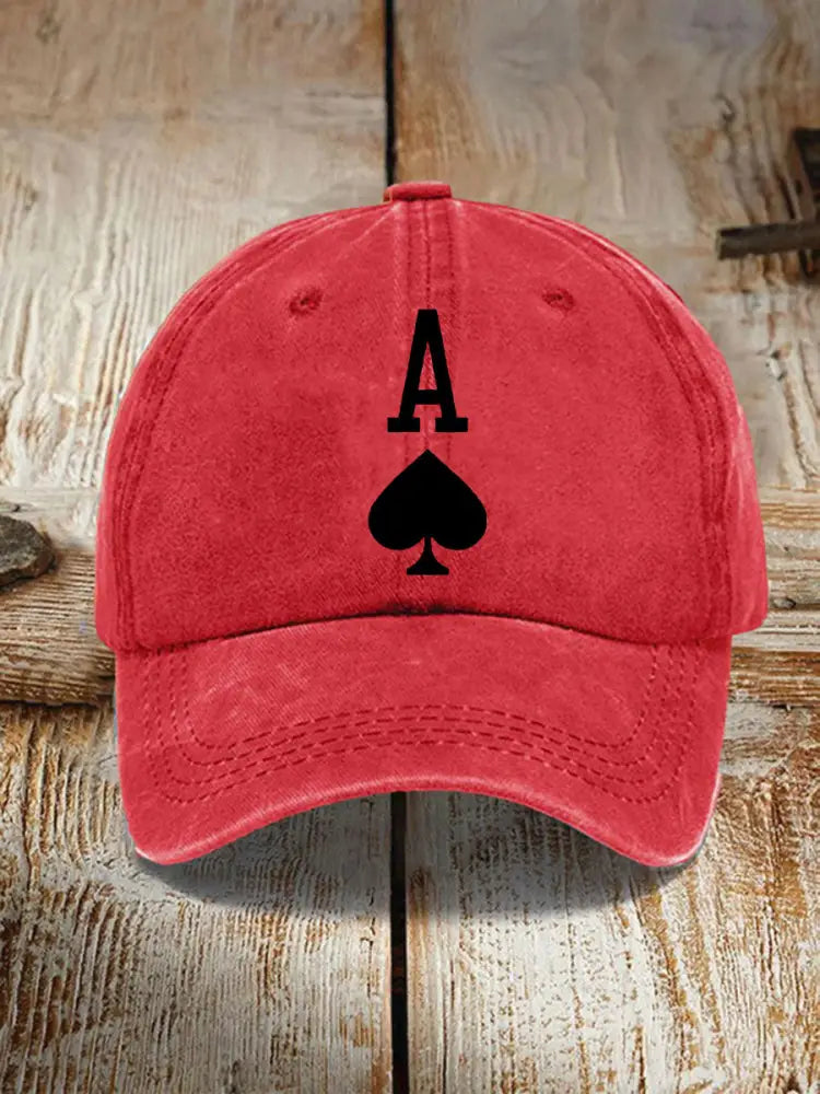 Poker Ace of Spades unisex vintage hat Red / JM