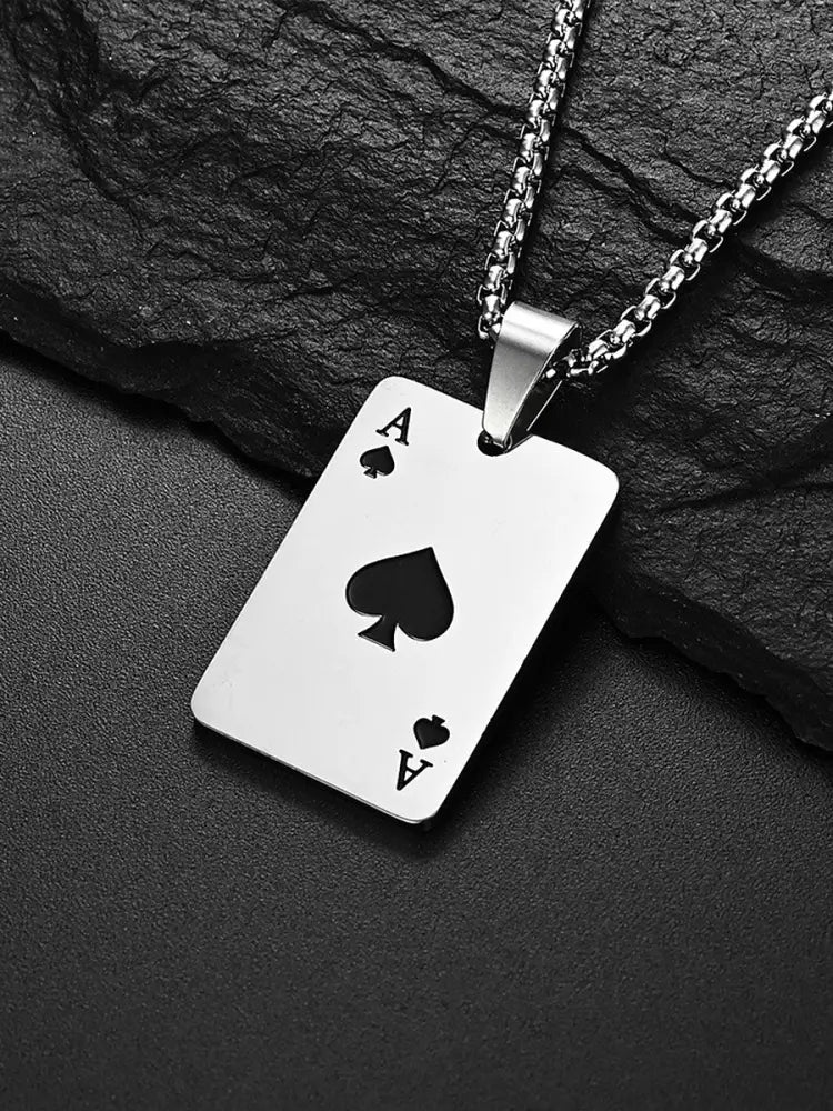 The Ace of Spades Hearts A unisex necklace Black / JM