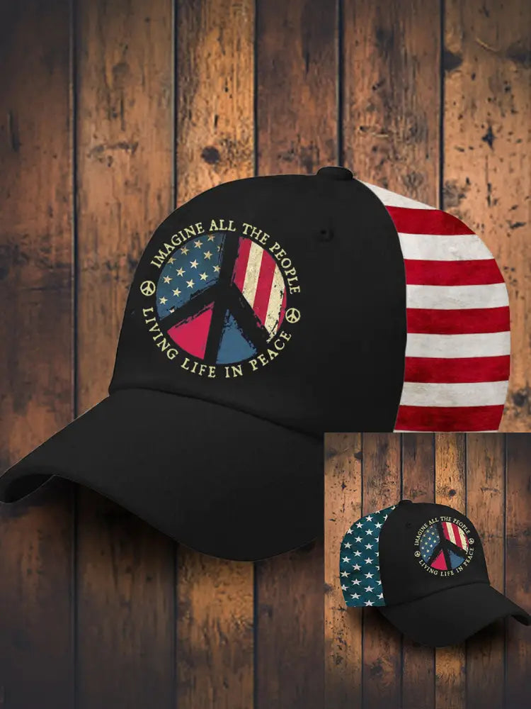 Unisex 8647 FDT Imagine Peace Printed Hat Black / JM
