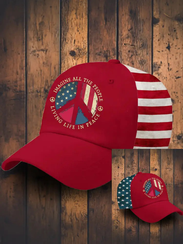 Unisex 8647 FDT Imagine Peace Printed Hat Red / JM