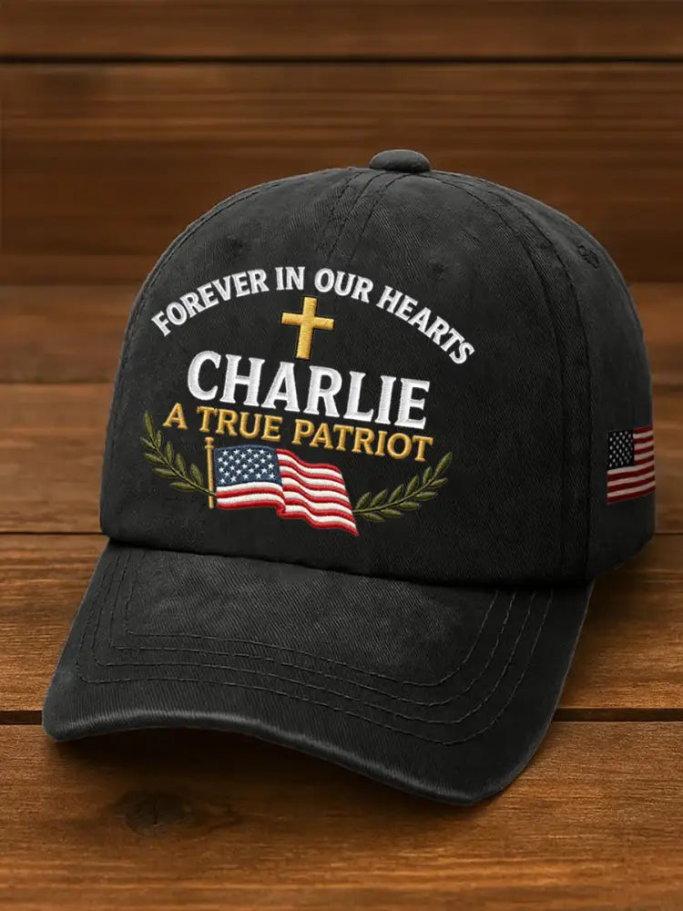 Unisex Forever In Our Hearts Charlie Kirk A True Patriot R.I.P Charlie Kirk Hat Black / ONE