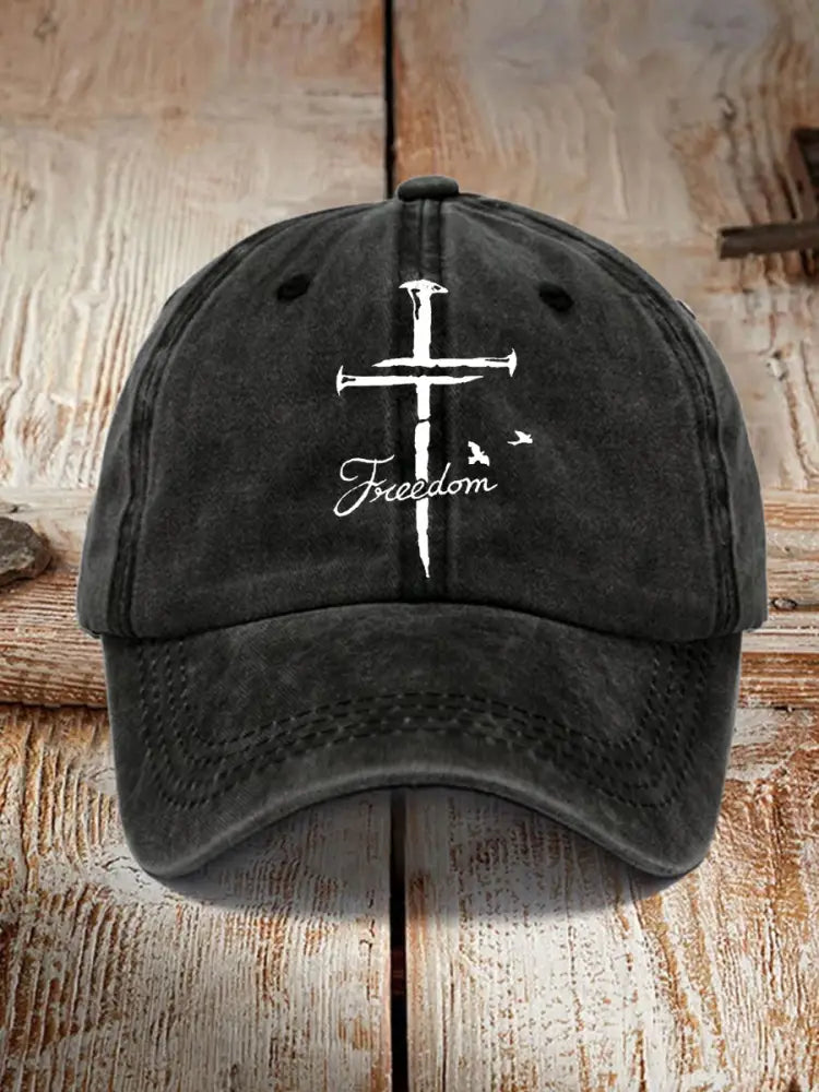 Unisex Freedom Cross Faith Hat Black / ONE