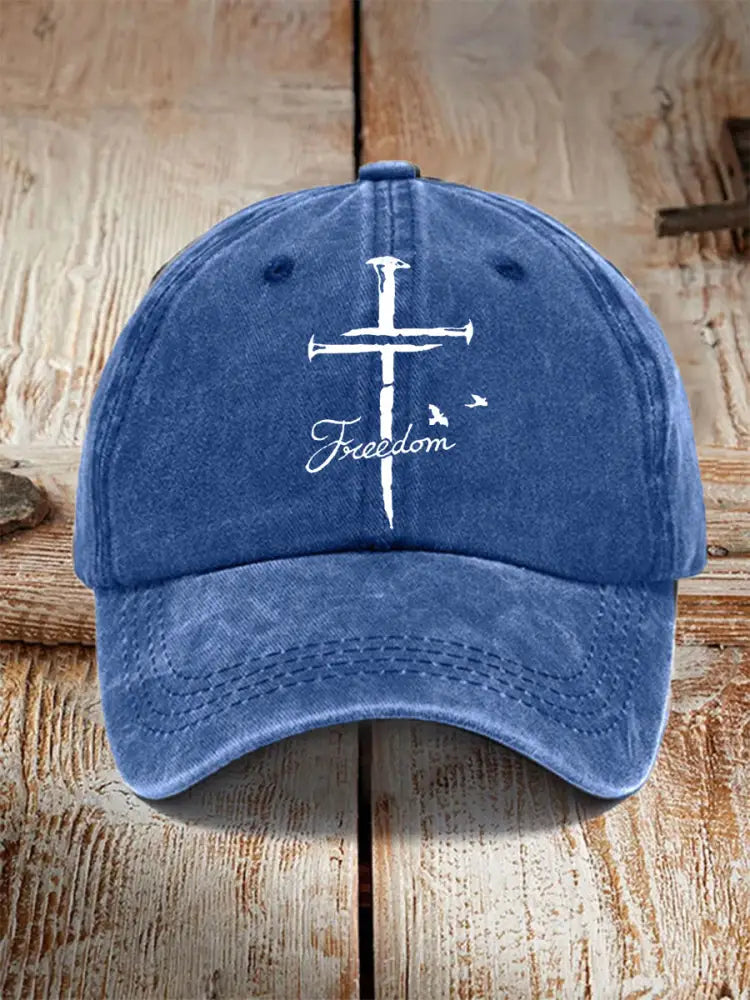 Unisex Freedom Cross Faith Hat Blue / ONE