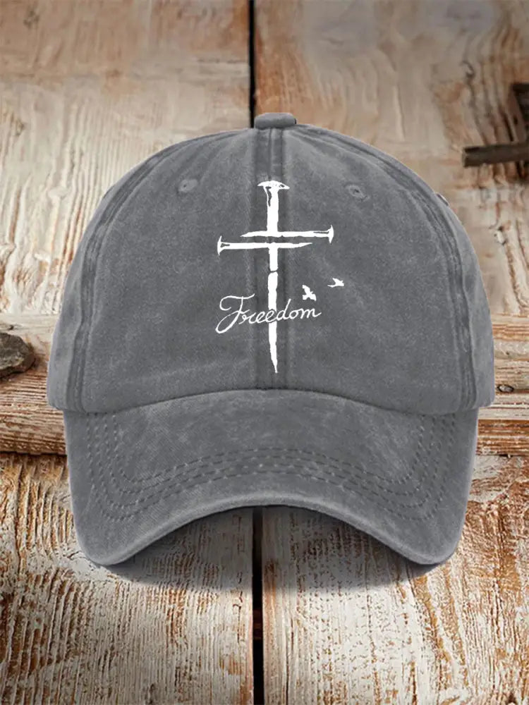 Unisex Freedom Cross Faith Hat Gray / ONE