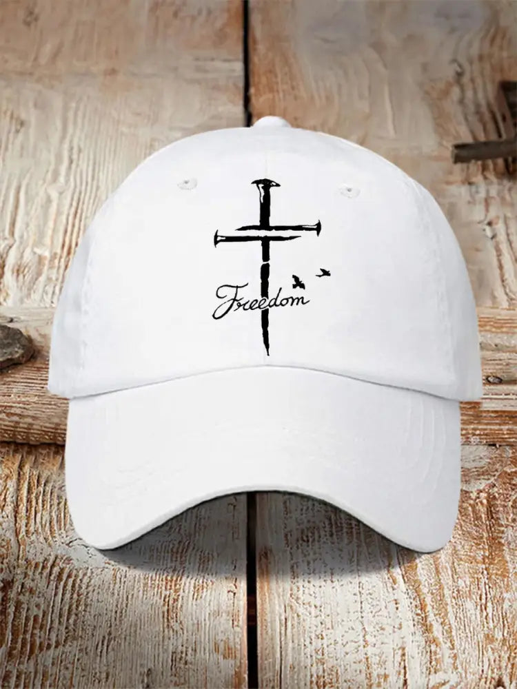 Unisex Freedom Cross Faith Hat White / ONE