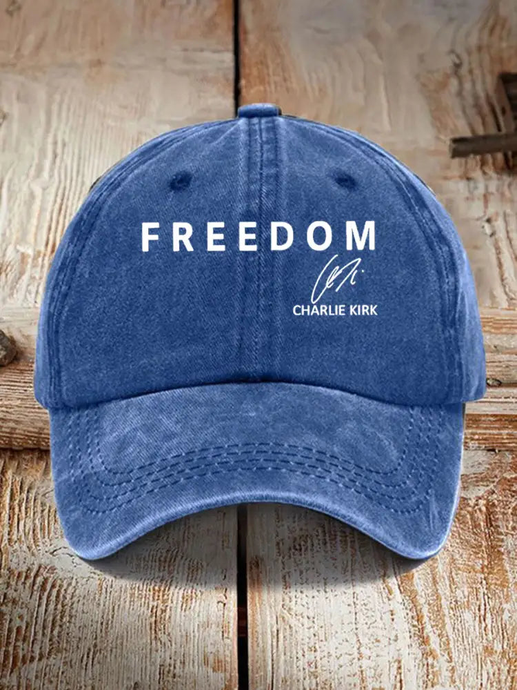 Unisex Freedom Is Not Free R.I.P Charlie Kirk Print Hat Blue / ONE