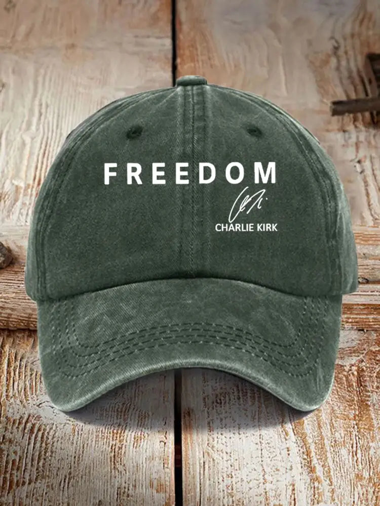 Unisex Freedom Is Not Free R.I.P Charlie Kirk Print Hat Dark Green / ONE
