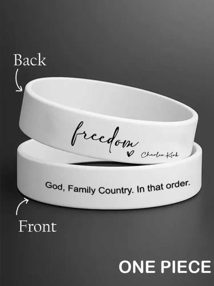 Unisex Freedom It’s All About Jesus Charlie Kirk Silicone Wristband White / ONE