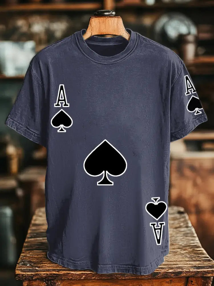 Unisex poker Ace of Spades T-shirts Navy Blue / S
