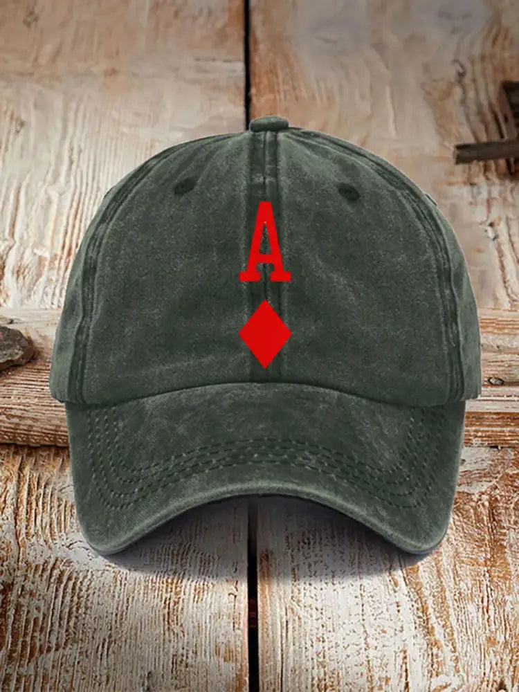 Unisex Poker Diamond A Retro Hat Army Green / JM