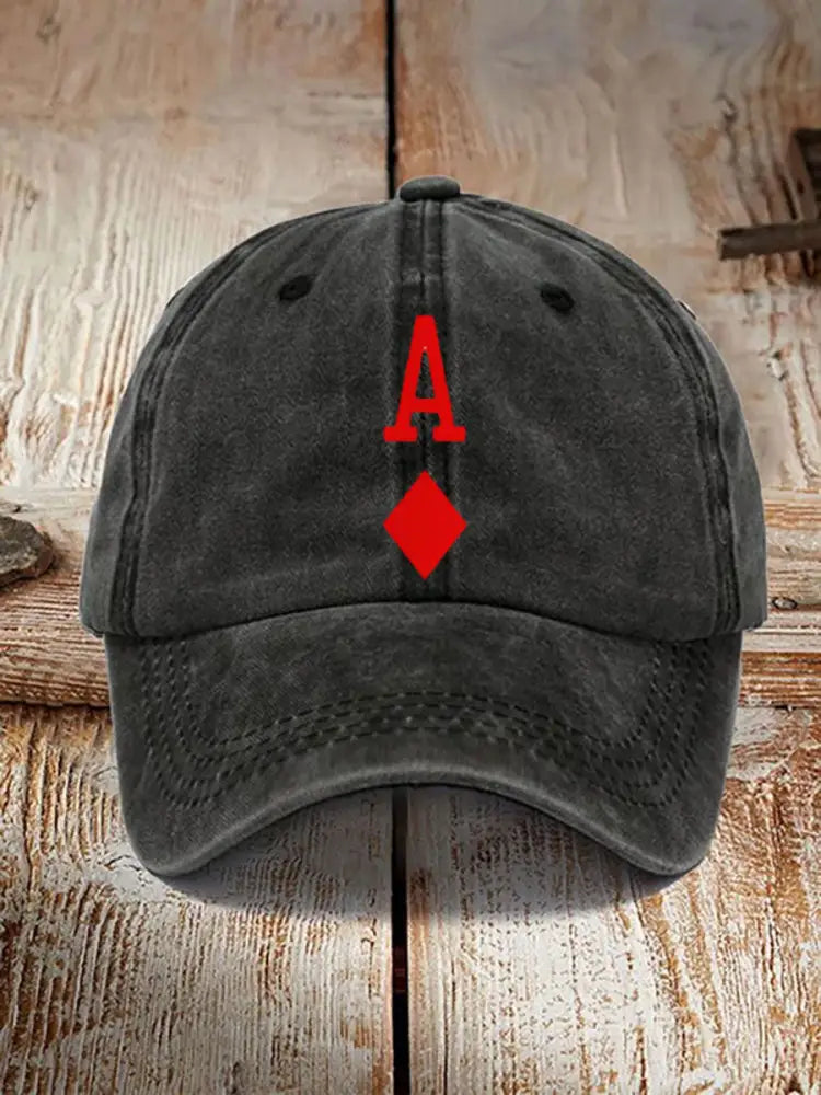 Unisex Poker Diamond A Retro Hat Black / JM