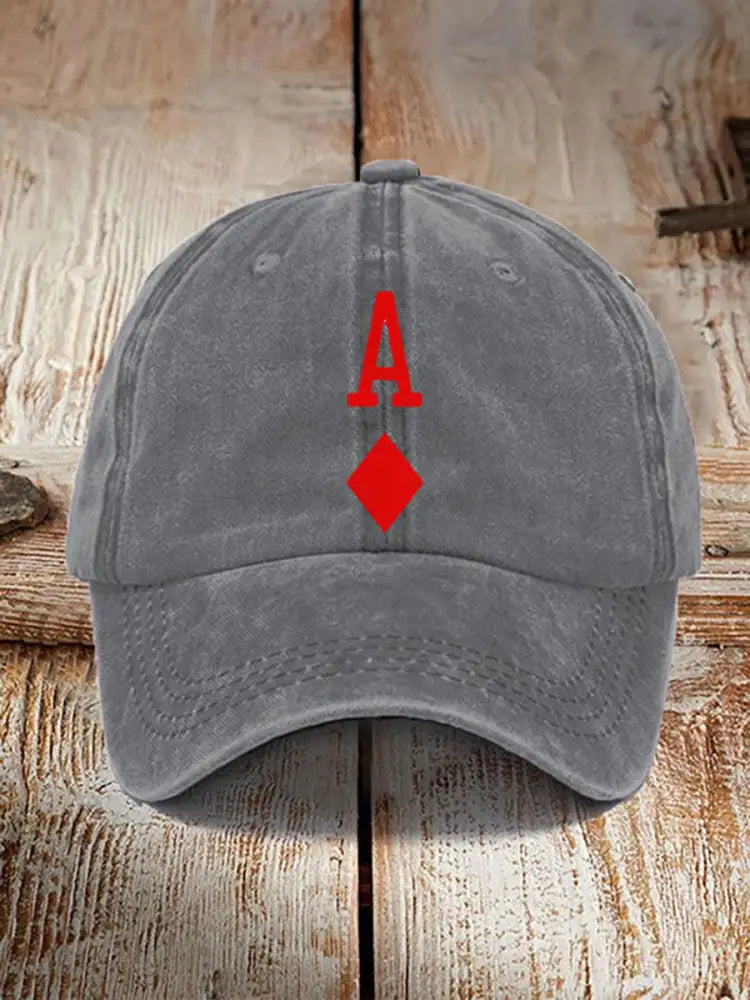 Unisex Poker Diamond A Retro Hat Gray / JM