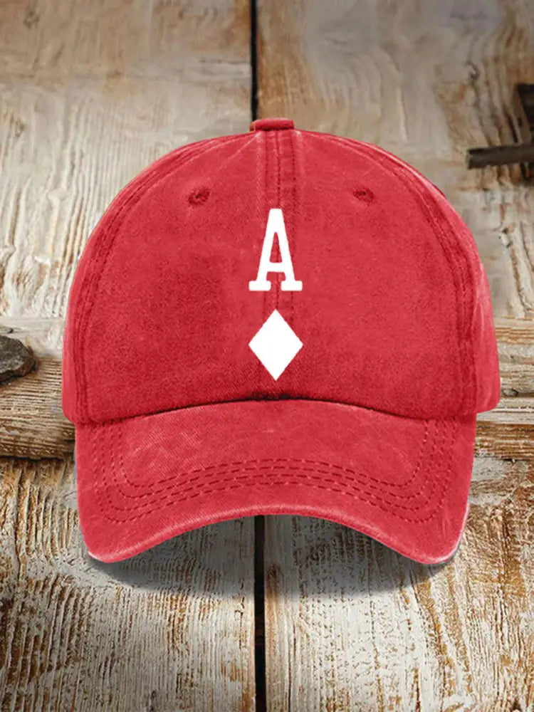 Unisex Poker Diamond A Retro Hat Red / JM