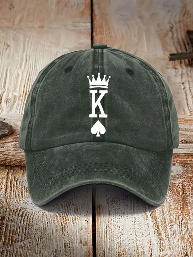 Unisex poker king of spades vintage hat Army Green / JM