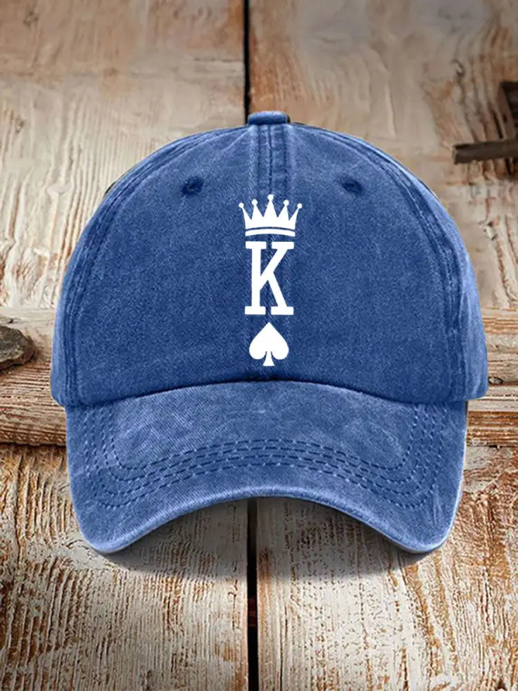 Unisex poker king of spades vintage hat Blue / JM