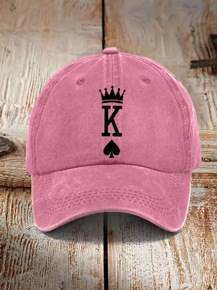 Unisex poker king of spades vintage hat Pink / JM