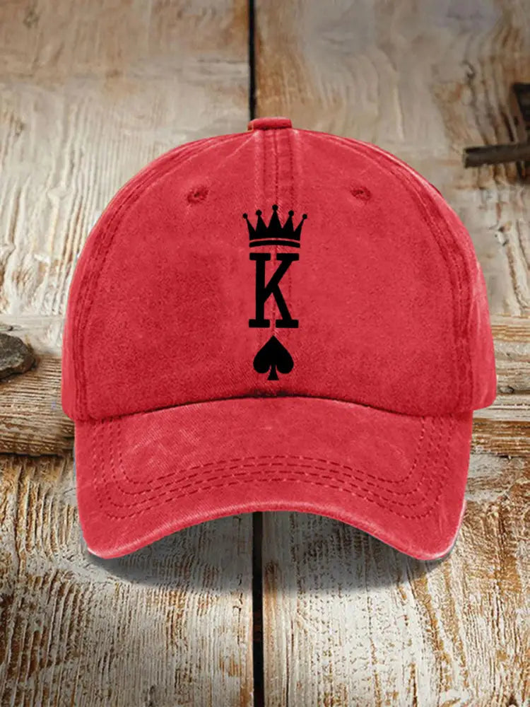Unisex poker king of spades vintage hat Red / JM