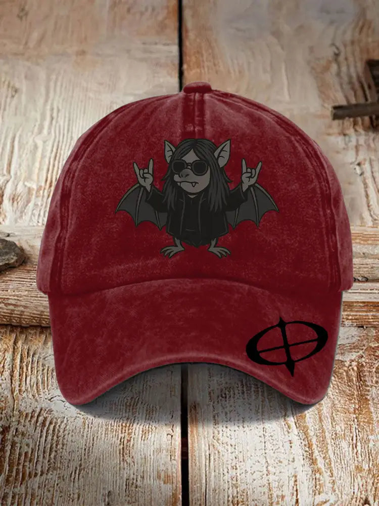 Unisex Rip Prince of Darkness Print Hat Deep Red / JM