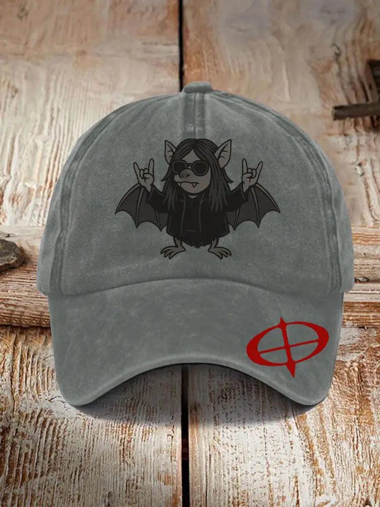 Unisex Rip Prince of Darkness Print Hat Light Gray / JM