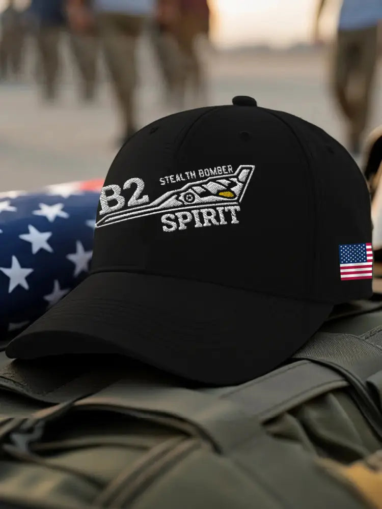 Unisex US B-2 Spirit Bomber Print Hat Black / JM