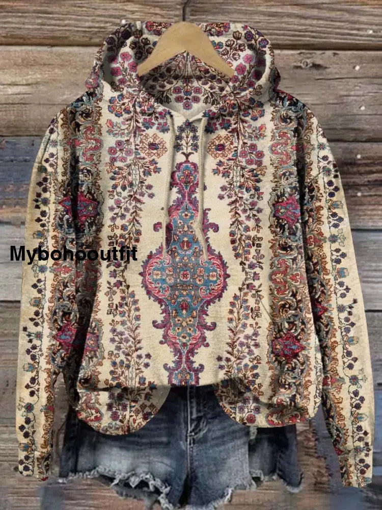Vintage Lovely Floral Art Print Casual Sweatshirt Multicolor / S