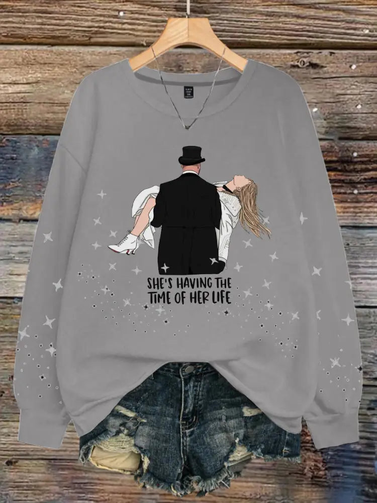 Women’s 8789 Diva Engaged Era Printed Sweatshirt Light Gray / S