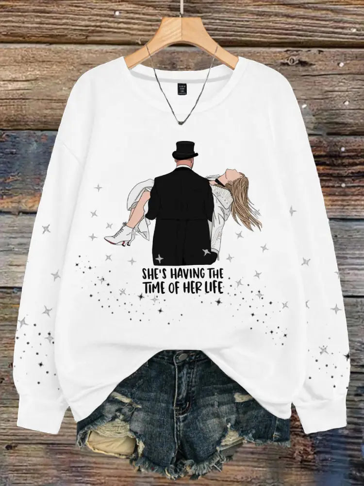 Women’s 8789 Diva Engaged Era Printed Sweatshirt White / S