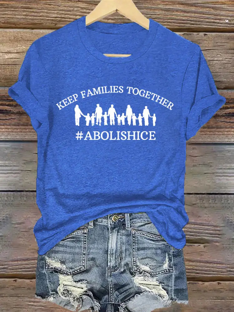 Women’s Abolish ICE Keep Families Together T-Shirt Blue / S