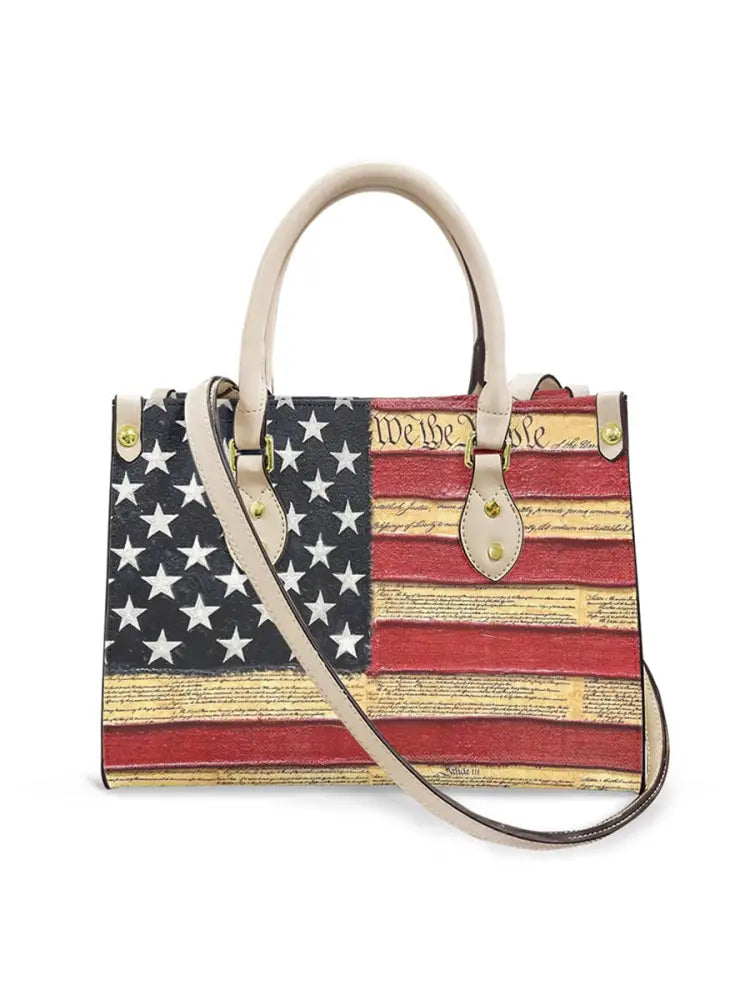 Women’s American Flag We The People Leather Tote Shoulder Bag