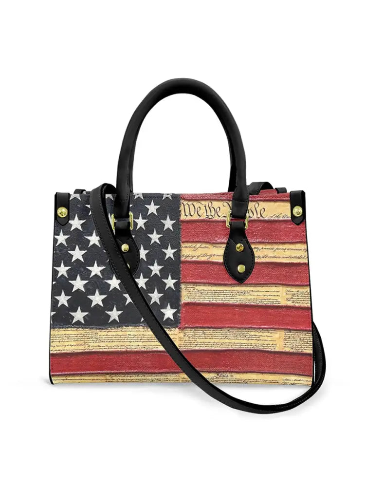 Women’s American Flag We The People Leather Tote Shoulder Bag