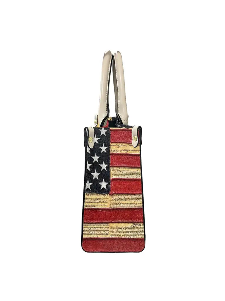 Women’s American Flag We The People Leather Tote Shoulder Bag