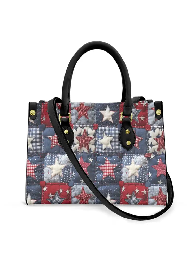 Women’s American Star Flag Art Leather Tote Shoulder Bag